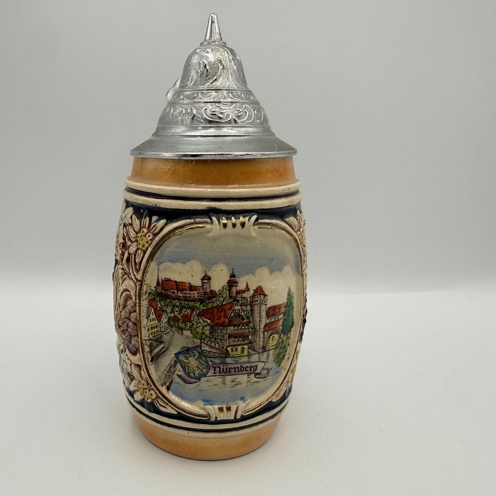 Vintage DBGM Germany Nürnberg Hand-Painted Ceramic Beer Stein